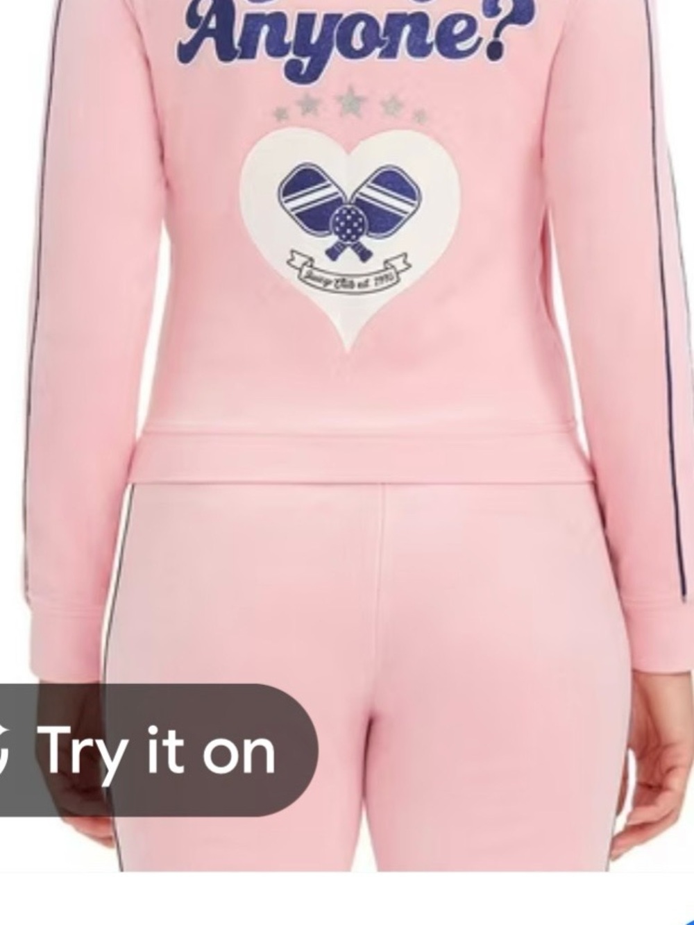 Pink Two-Piece Lounge Set with Navy Trim